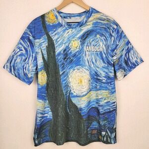 Van Gogh Starry Night Graphic T-Shirt Women's 2XL Blue Artcore Museum Tee